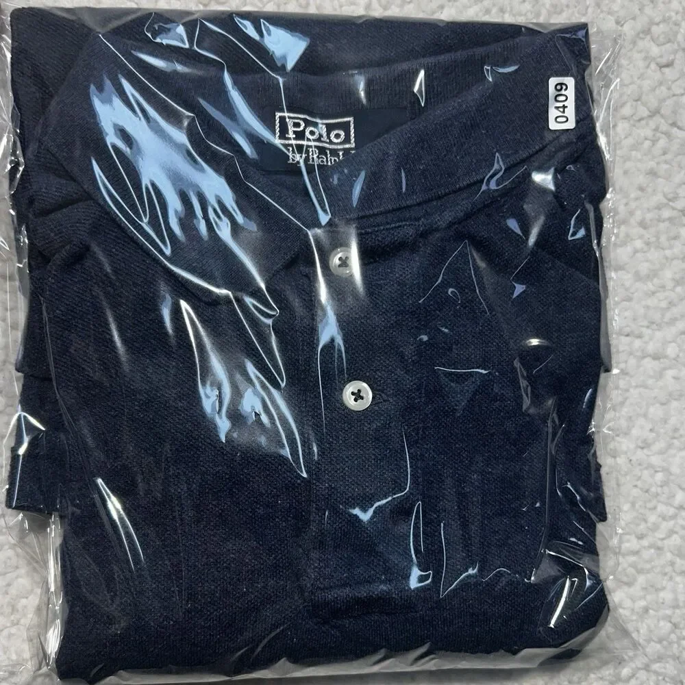Polo Ralph Lauren Men Shirt Size XL Navy Blue Heather Cotton Short Sleeve Polo